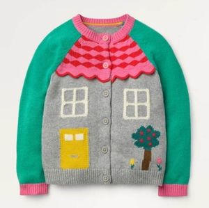 Mini Boden Fun House Cardigan Girls size 9-10 NWOT